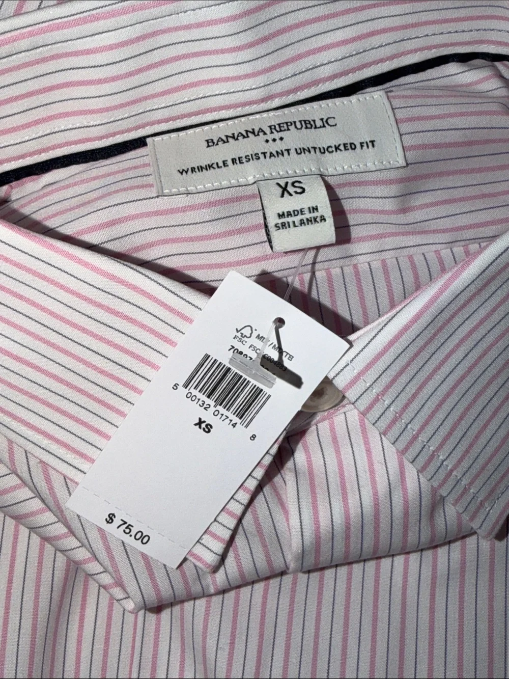 Banana Republic Factory Pink Stripe Shirt (NWT), Size XS